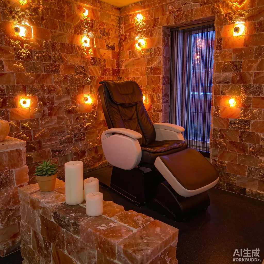 Himalayan pink salt room with soft amber light